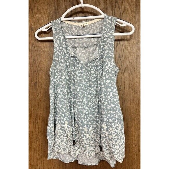 Mason & Belle Floral Top Womens Small Blue Embroidered Sleeveless Tunic Relaxed - Picture 1 of 6